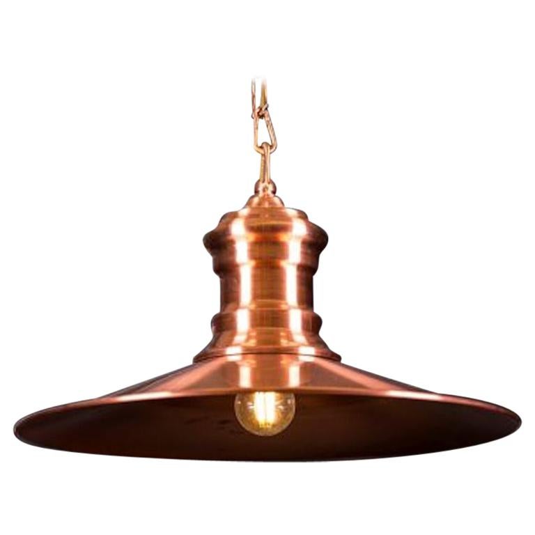 Copper Coloured Flat Pendant Light, 20th Century For Sale