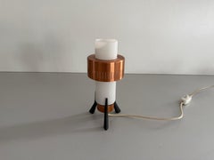 Copper Coloured Metal Body and Opal Glass Single Table Lamp, 1960s, Germany