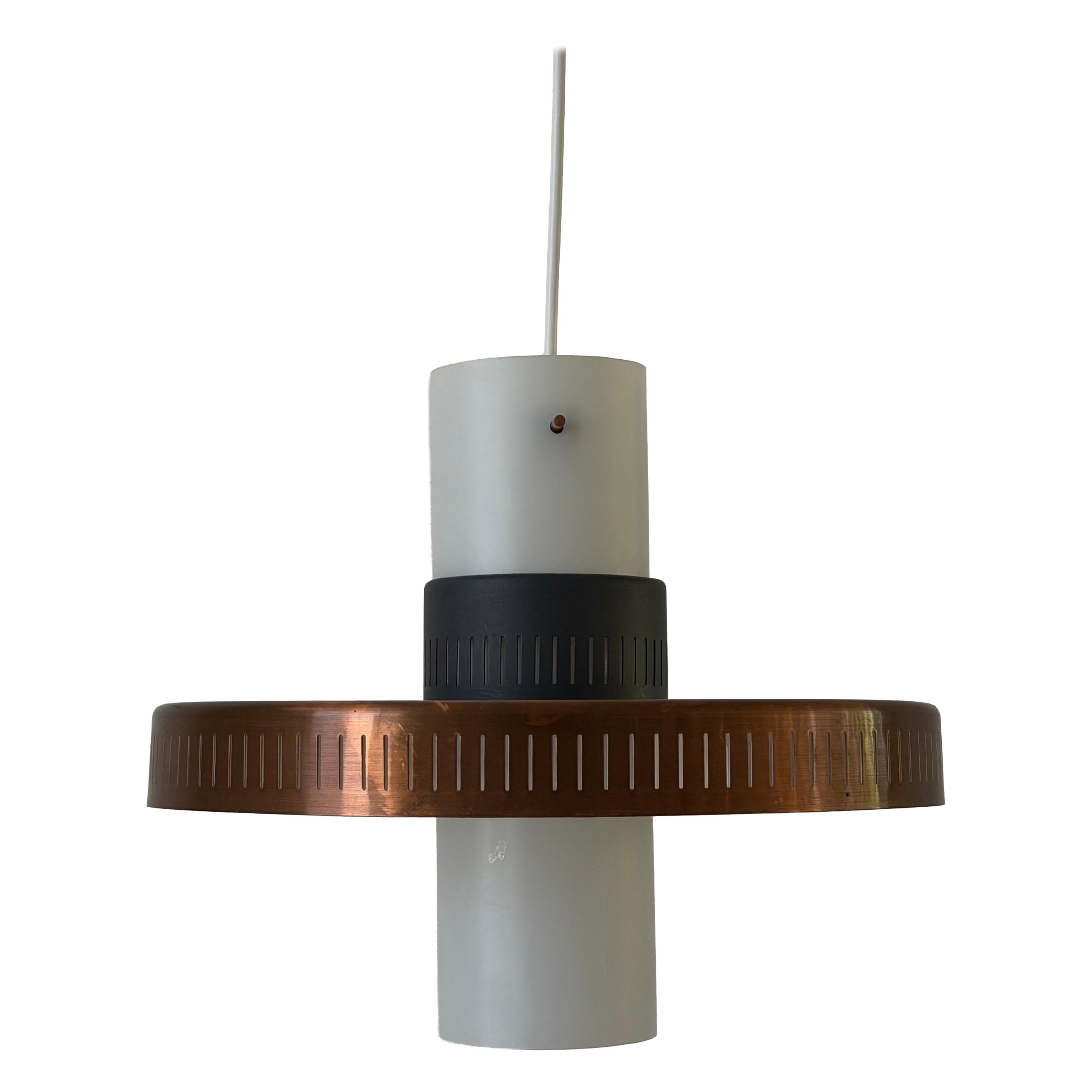 Copper Coloured Metal Frame and Glass Ceiling Lamp, 1960s, Germany For Sale
