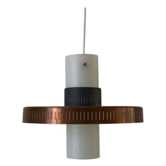Copper Coloured Metal Frame and Glass Ceiling Lamp, 1960s, Germany
