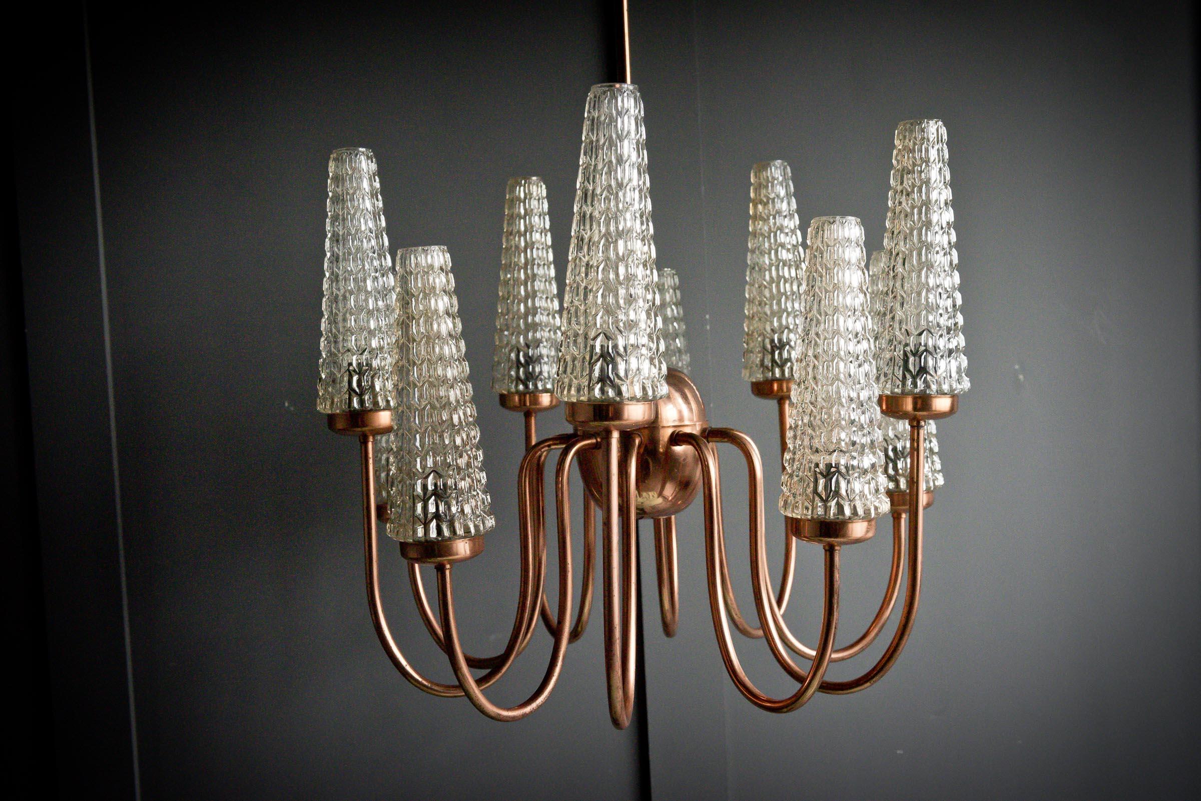 Copper Conical Chandelier In Good Condition For Sale In Alton, GB