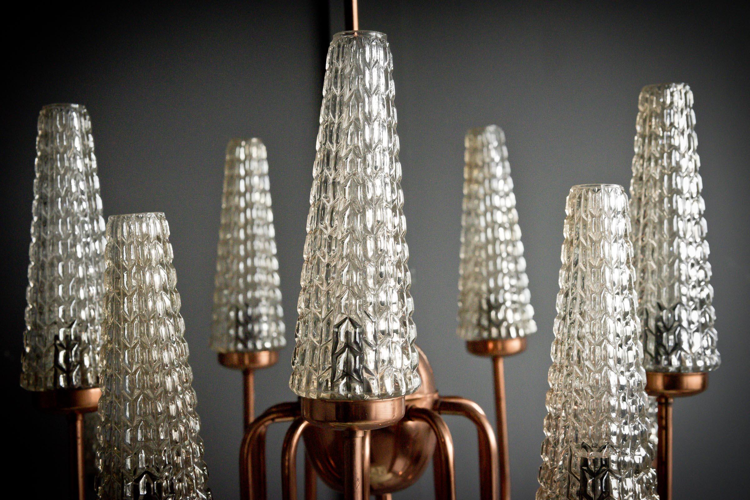 20th Century Copper Conical Chandelier For Sale