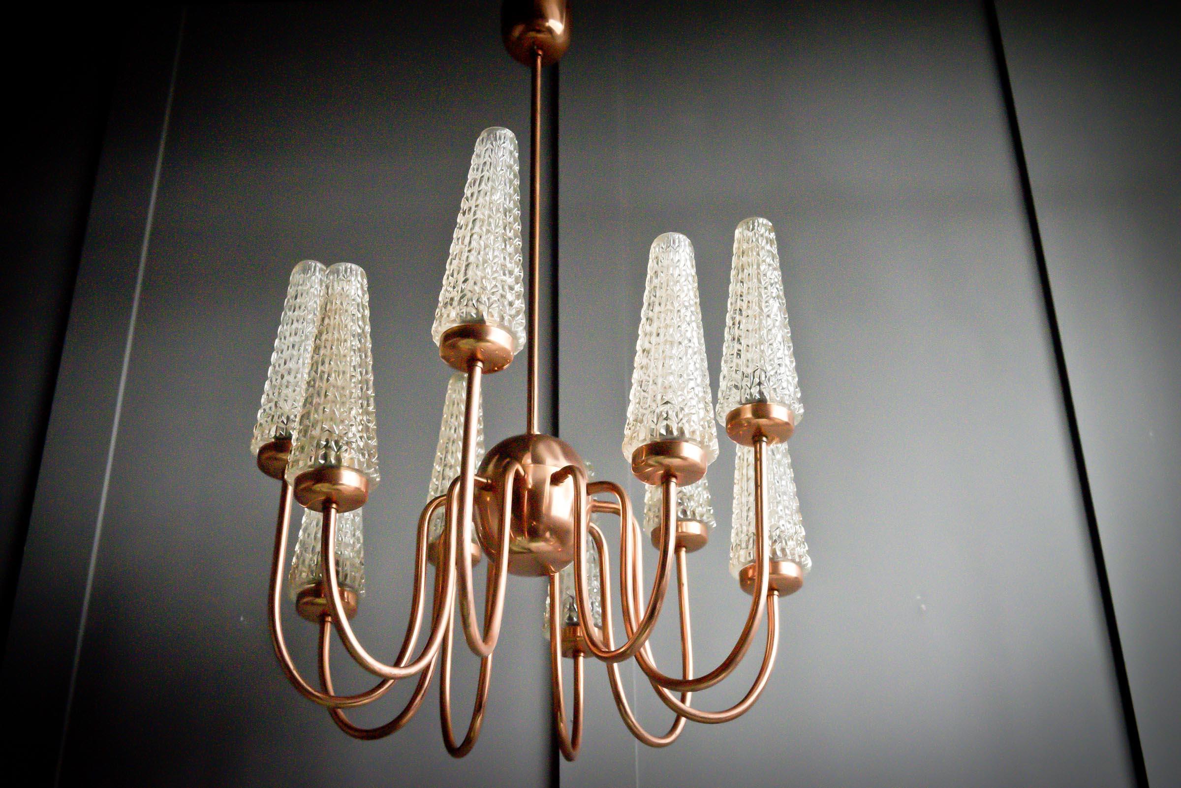 Copper Conical Chandelier For Sale 1