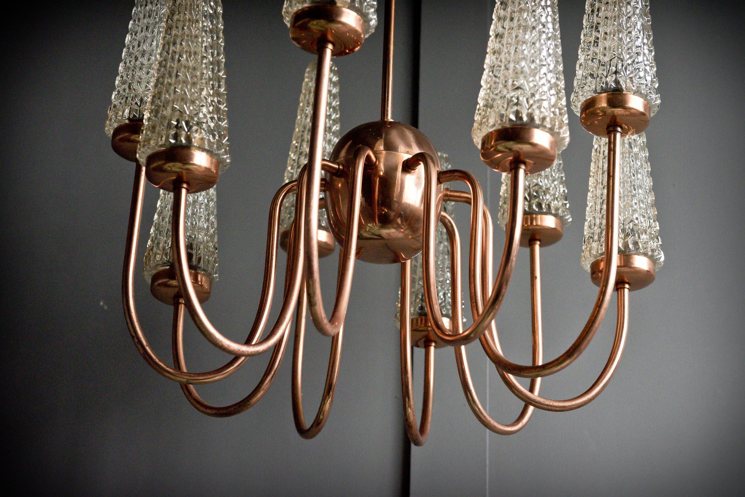 Copper Conical Chandelier For Sale 2
