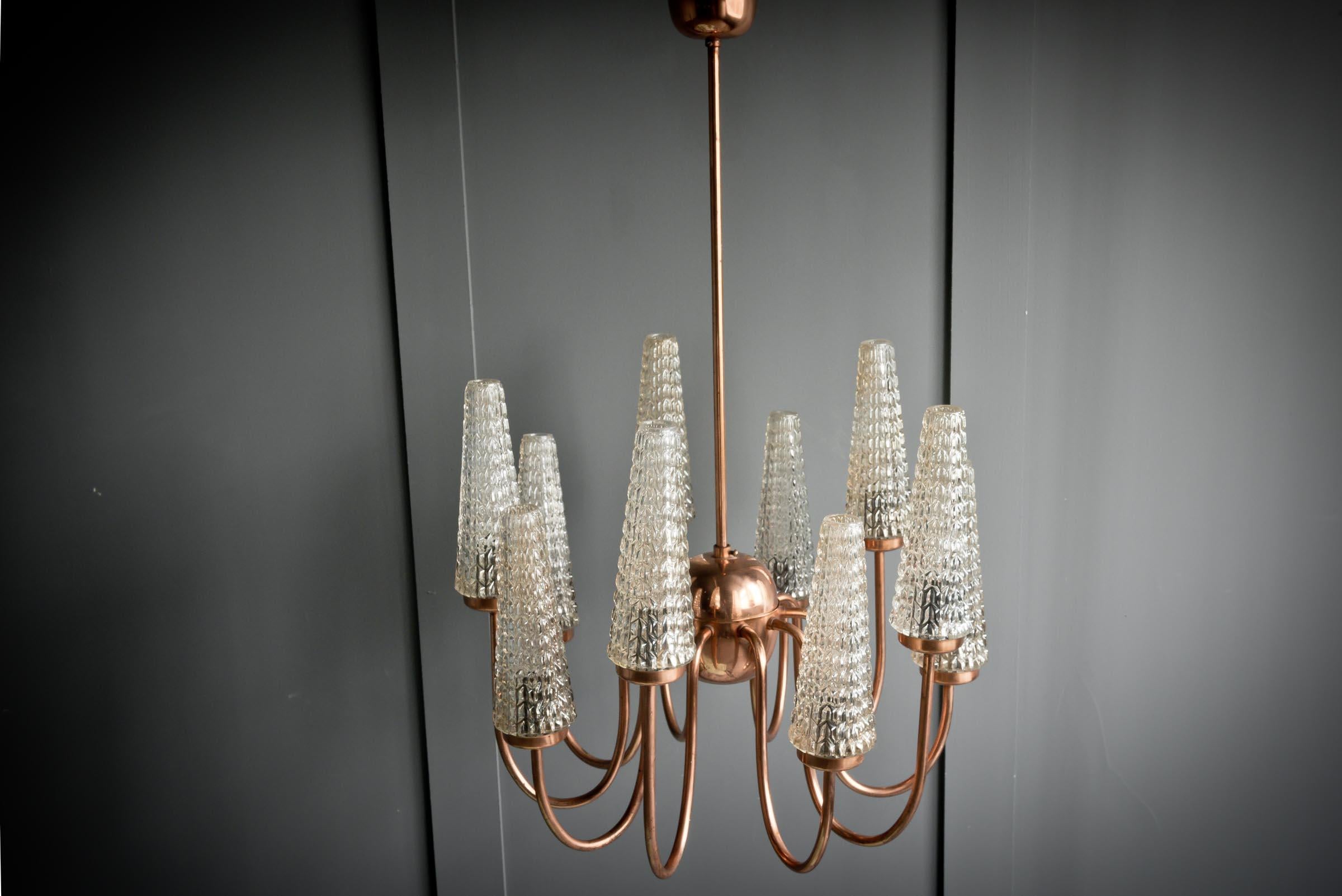Copper Conical Chandelier For Sale 5