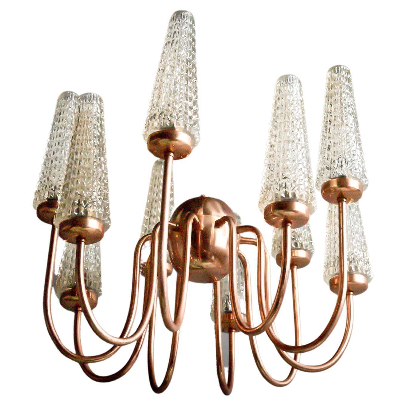 Copper Conical Chandelier For Sale