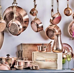 Amoretti Brothers Hammered Copper Cookware Set of 11 with Flower Lid