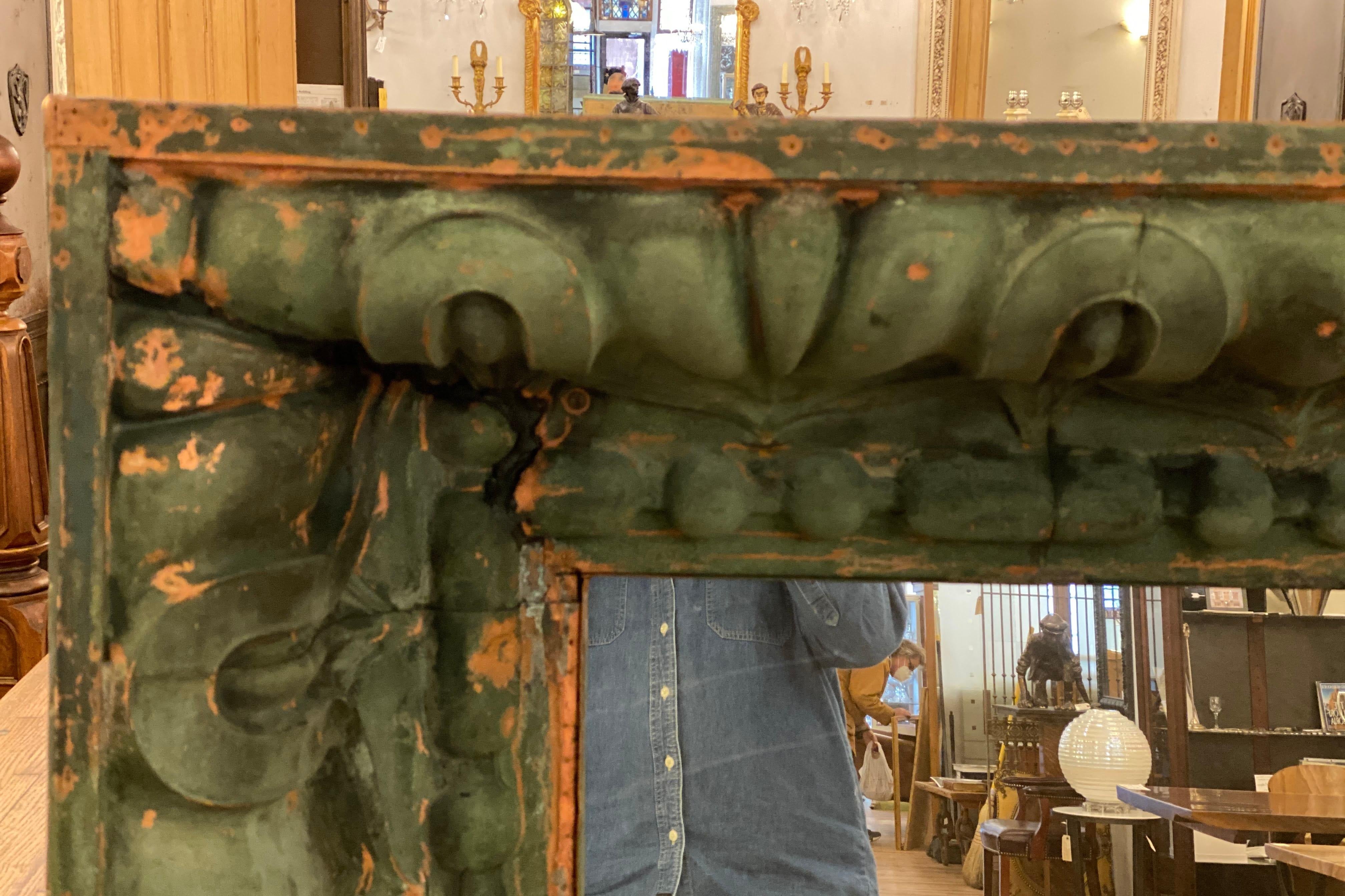 Copper Cornice Mirror with Original Verdigris Patina from NYC Building 3