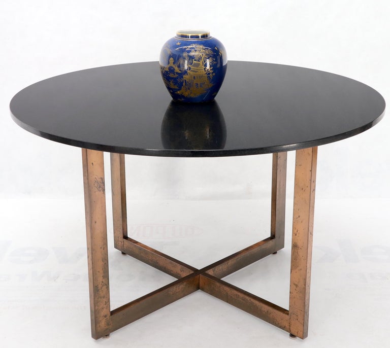 Copper Cross Base Round Thick Granite Top Dining Conference Table For