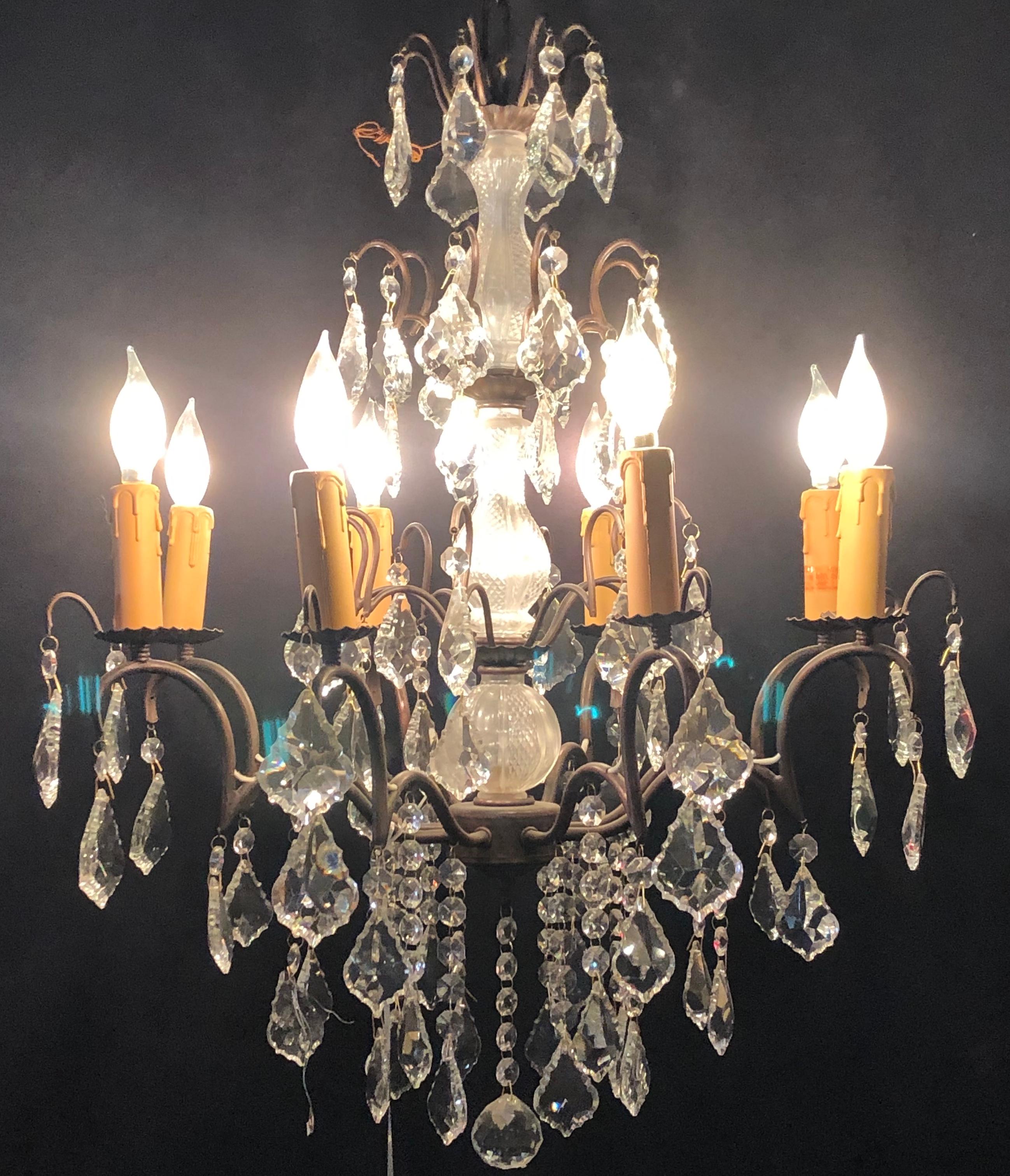 copper and crystal chandelier