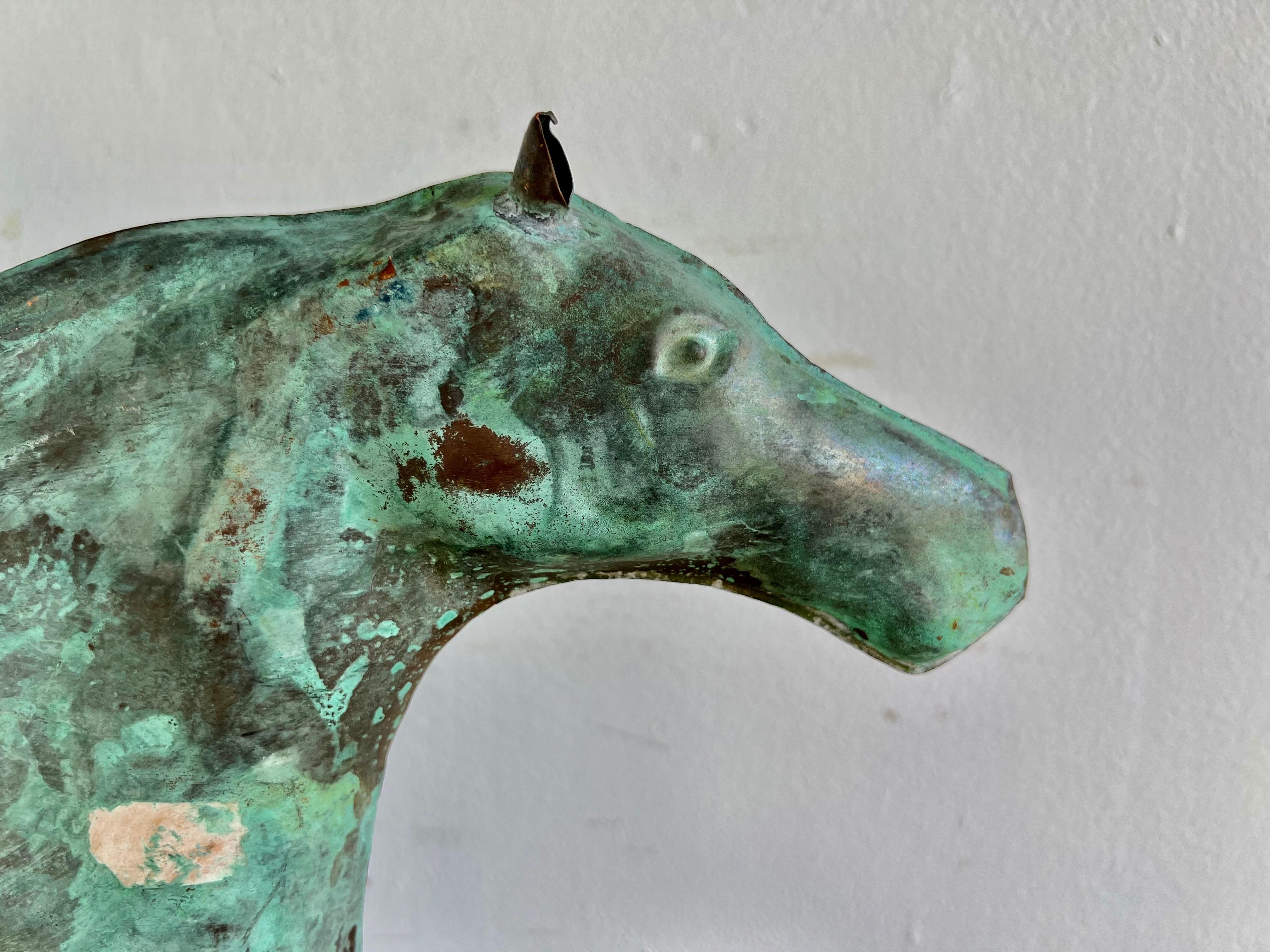 Folk Art Copper Dexter Horse Mounted on Iron Base