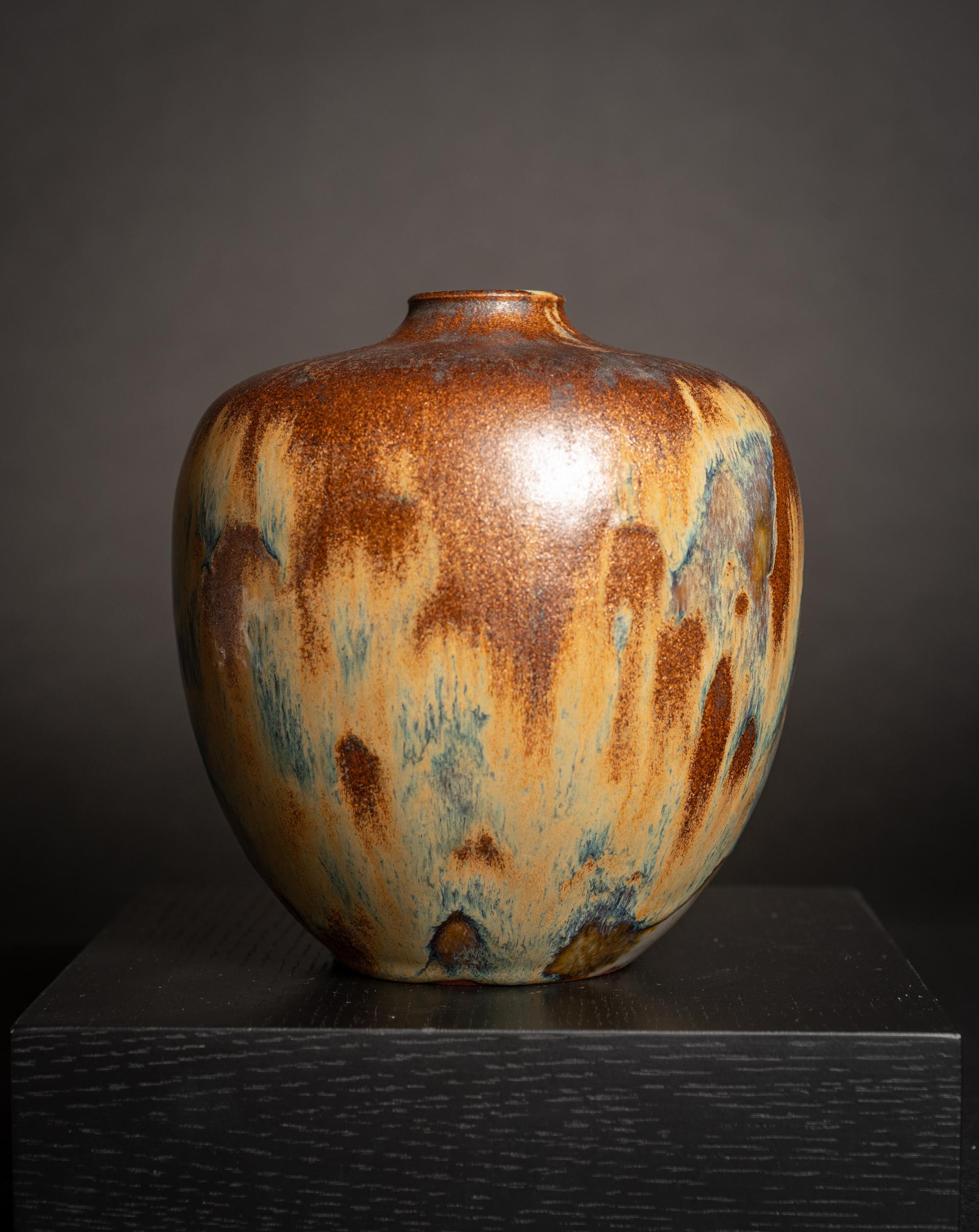 Art Nouveau Stoneware Copper Drip Vase by Augusta Delaherche 1