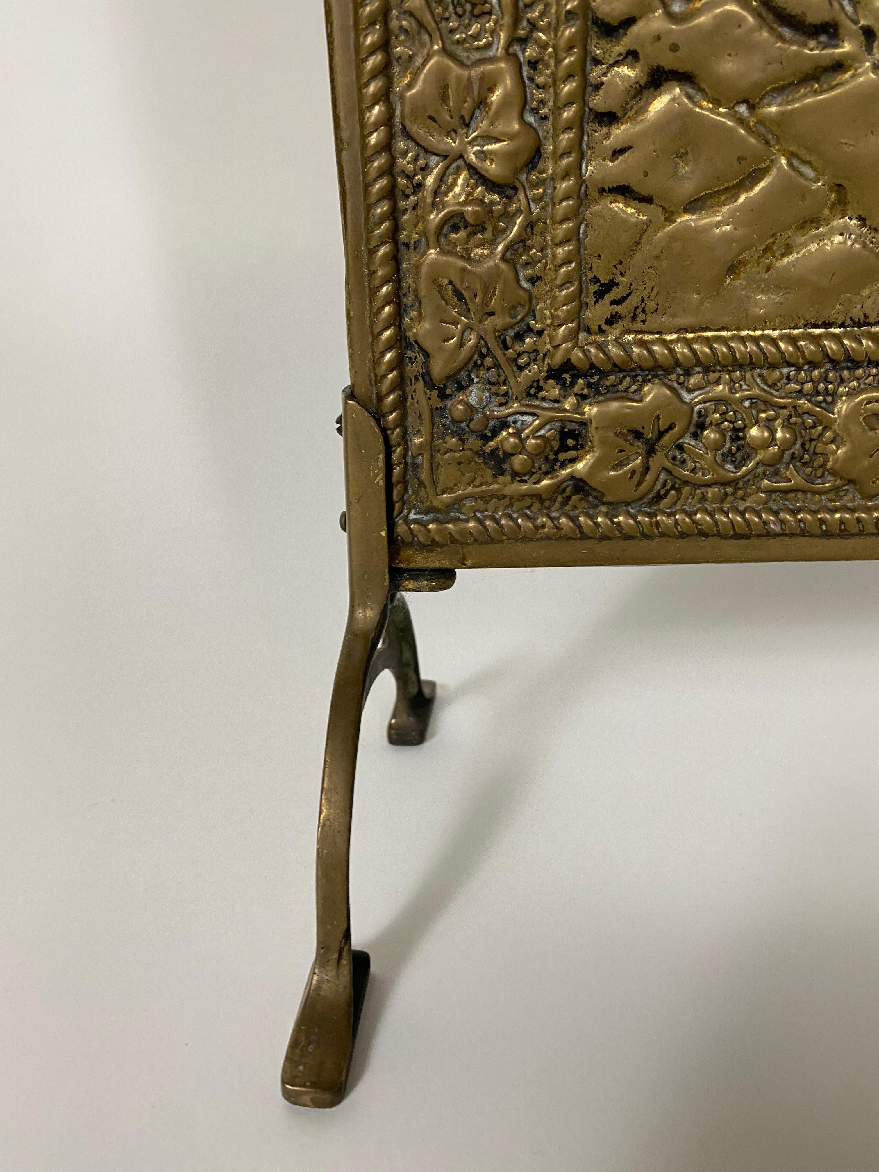 20th Century Copper Embossed Fireplace Screen Fire Screen, 1920's For Sale