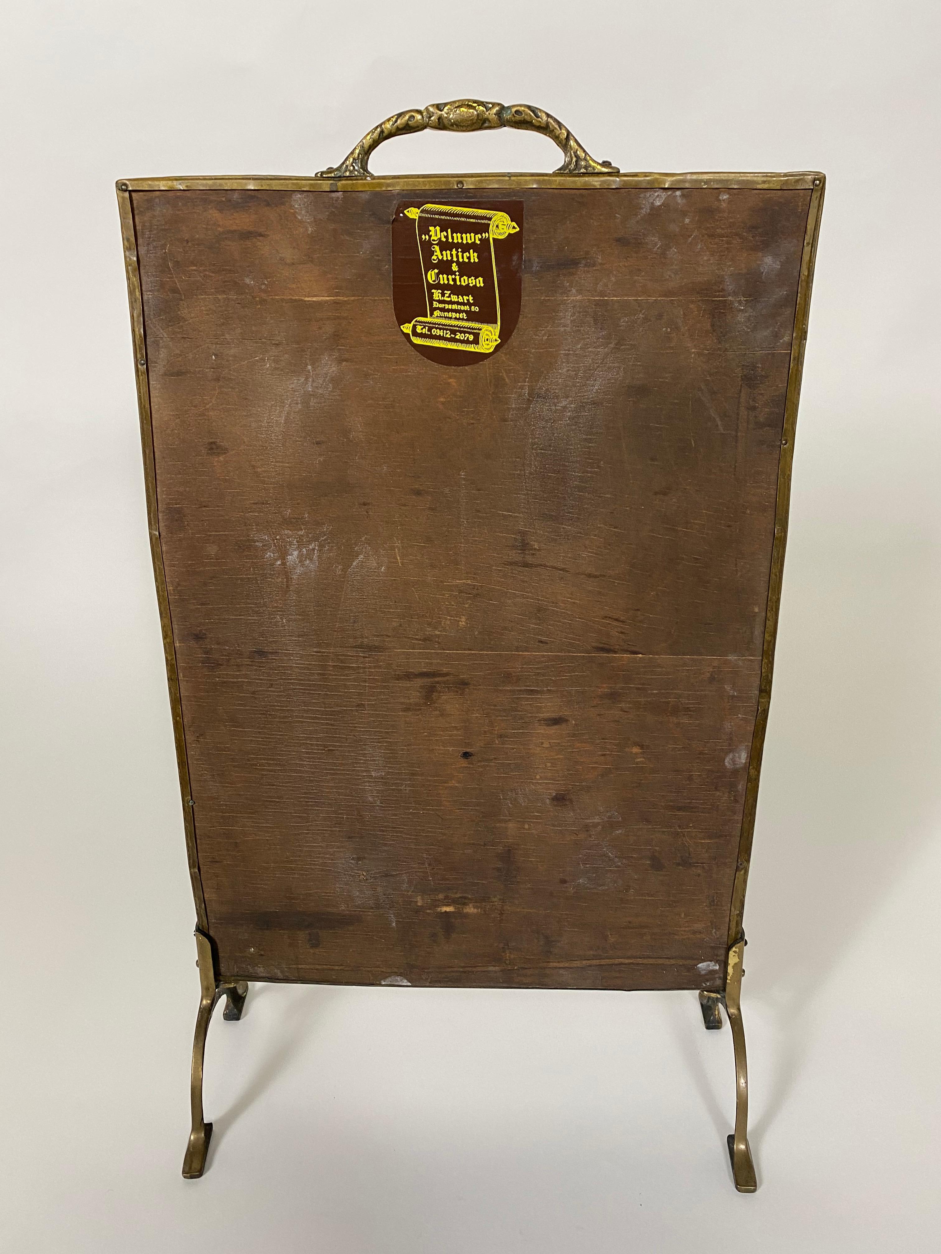 Copper Embossed Fireplace Screen Fire Screen, 1920's For Sale 4