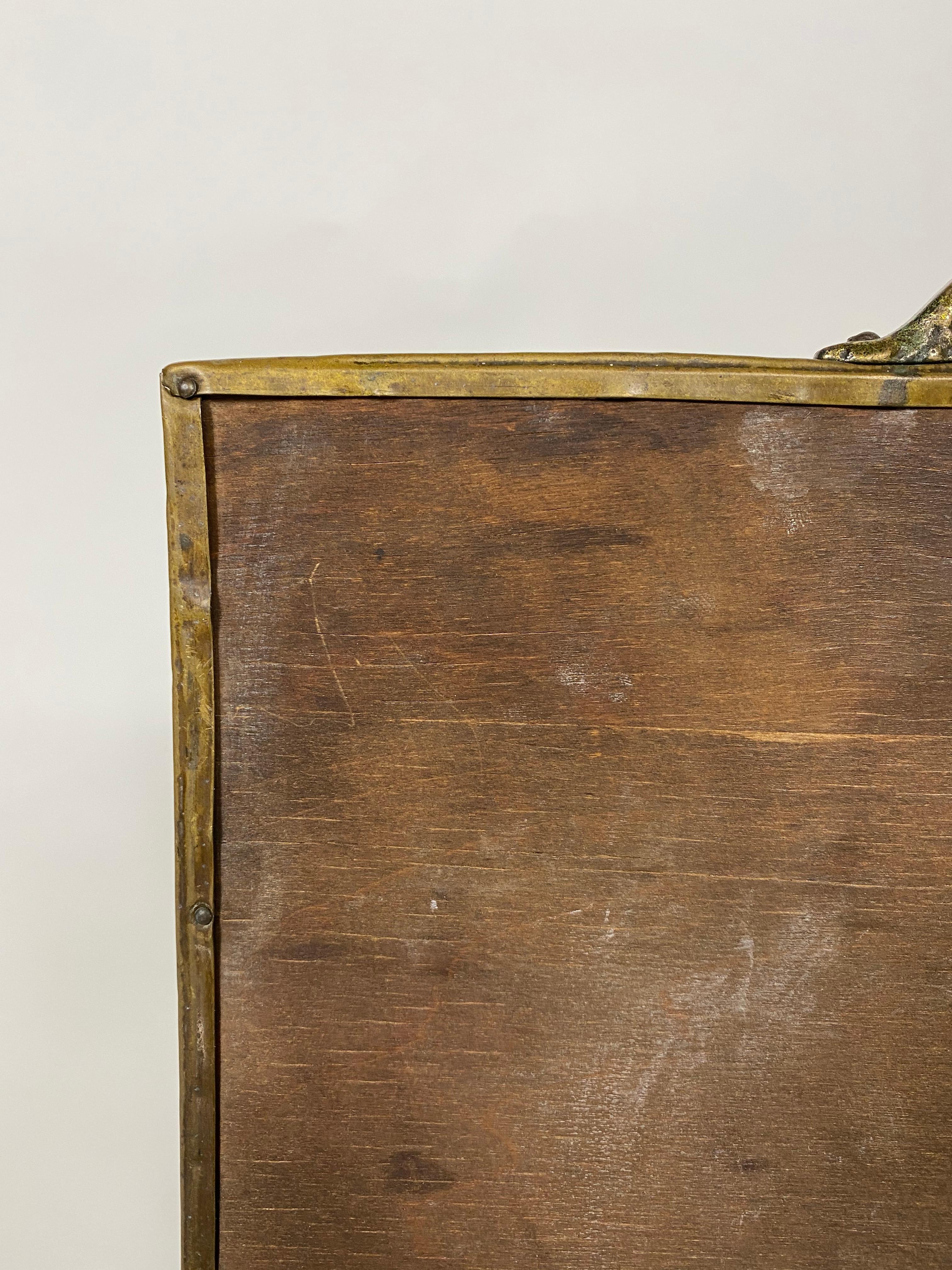 Copper Embossed Fireplace Screen Fire Screen, 1920's For Sale 5