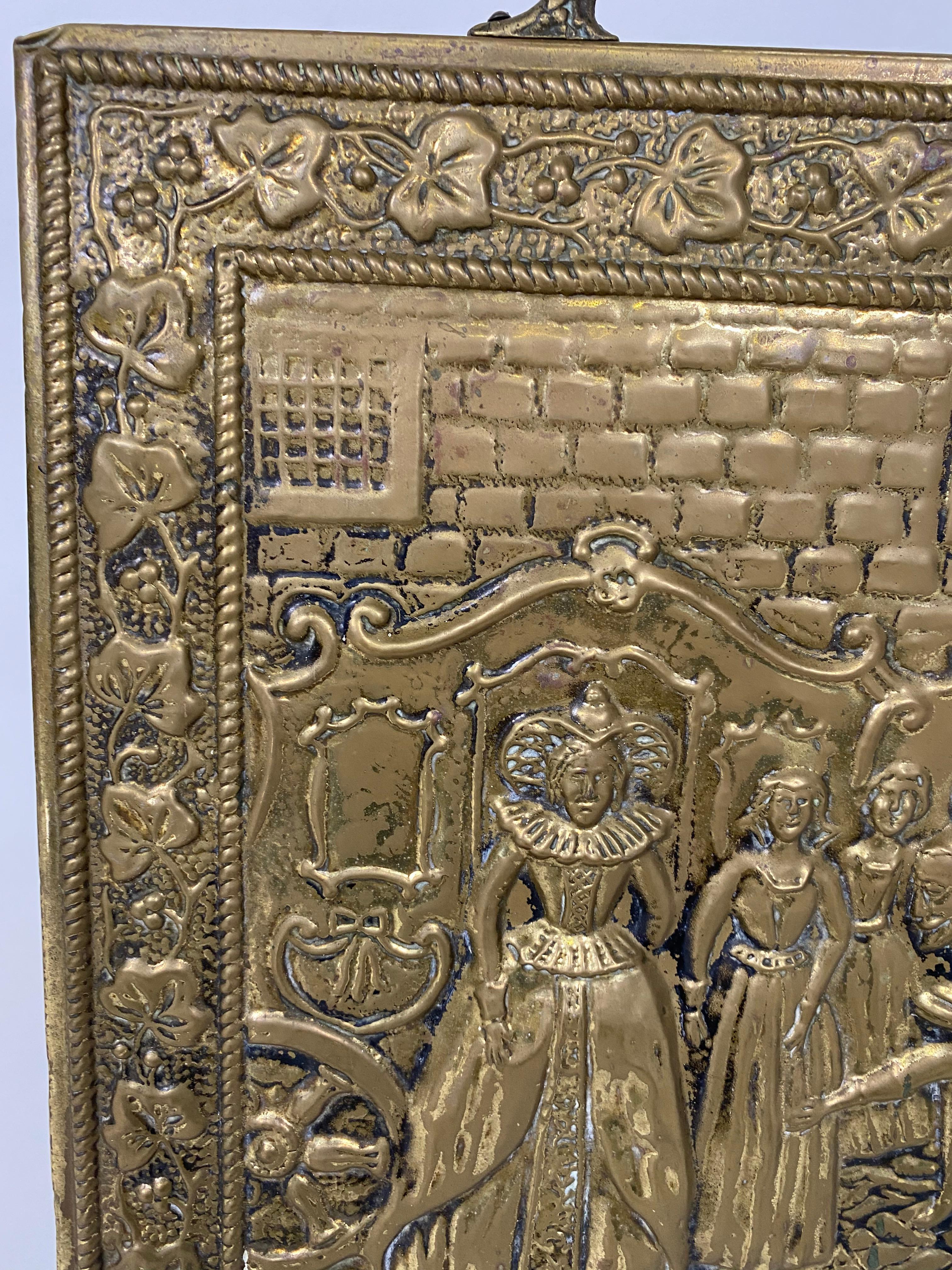 Scottish Copper Embossed Fireplace Screen Fire Screen, 1920's For Sale
