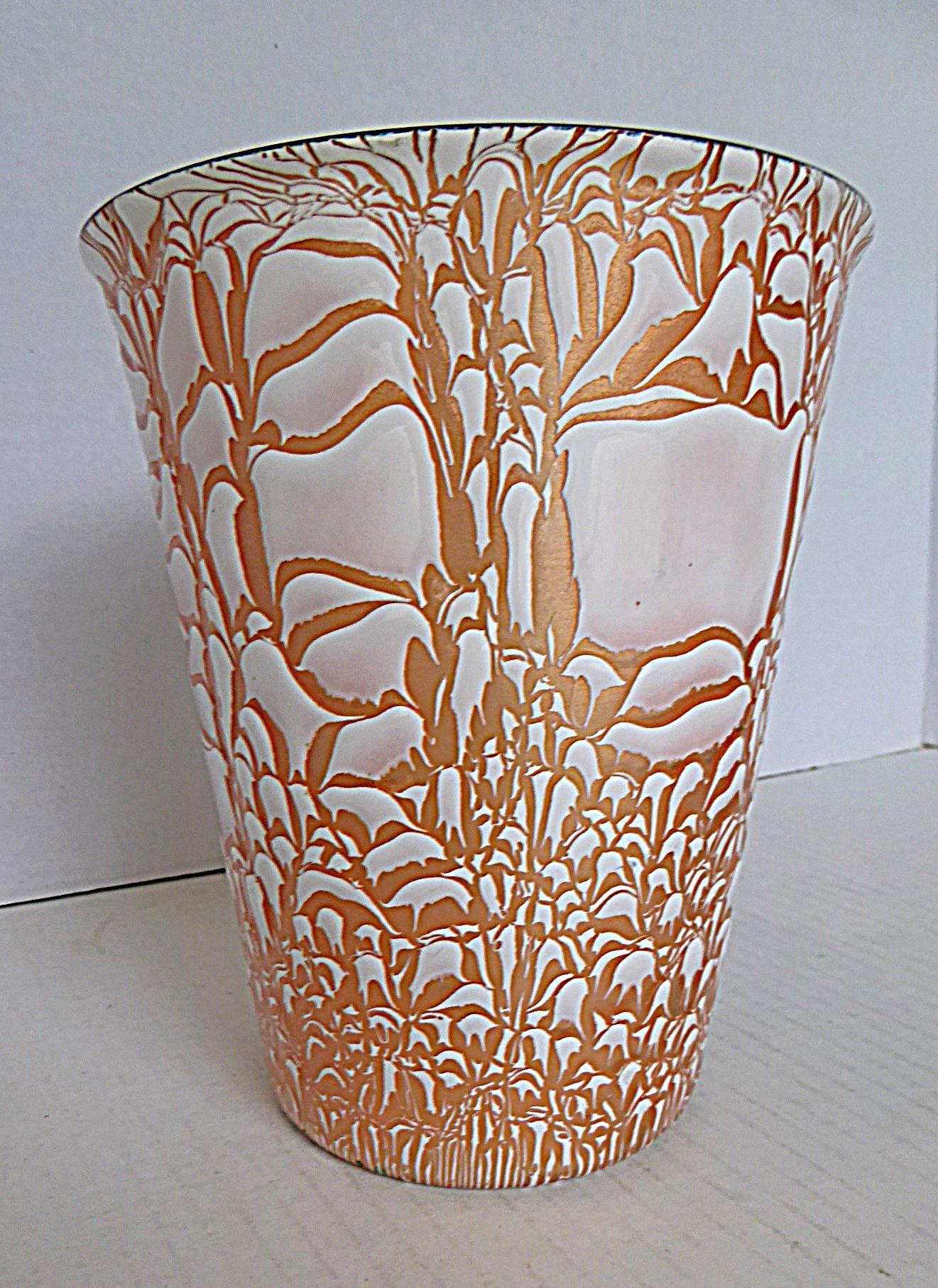 Mid-Century moderno Vaso in rame smaltato di grandi dimensioni del Mid Century Modern Design Astratto Harold Tshler anni '50 in vendita