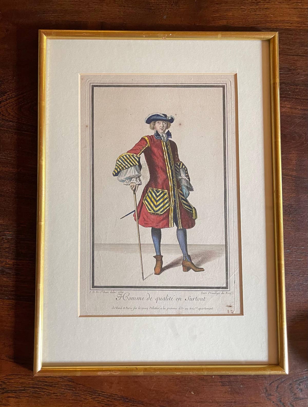 Copper Engraving Depicting the High Quality of the Fashion Under Louis XIV, 1684
