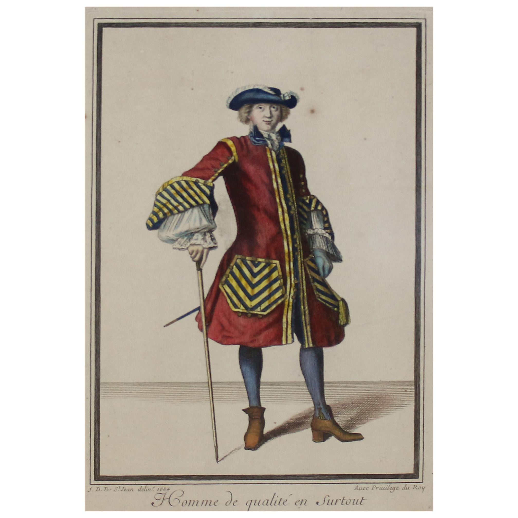 Copper Engraving Depicting the High Quality of the Fashion Under Louis XIV, 1684