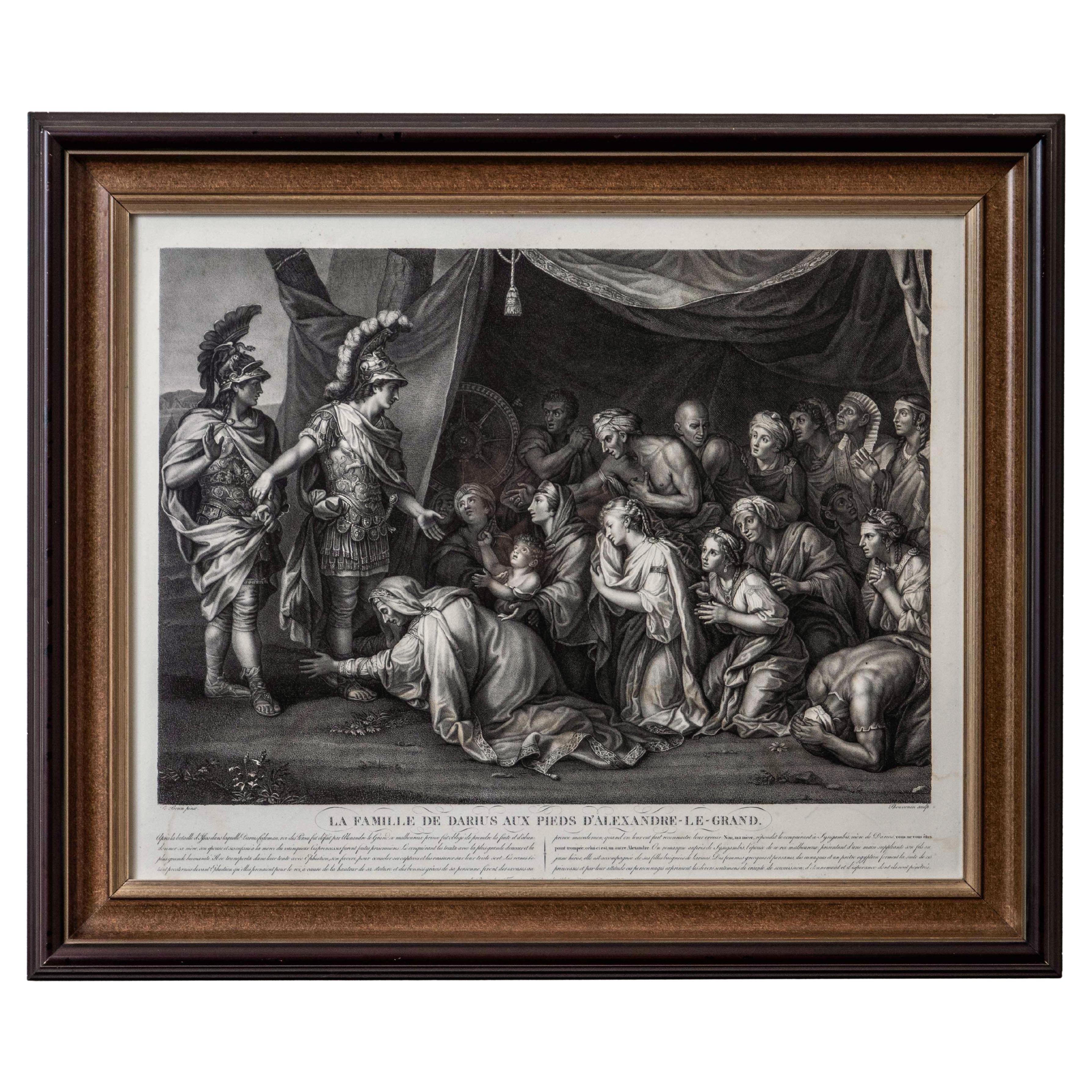 Copper engraving "Family of Darius kneels before Alexander the Great" For Sale
