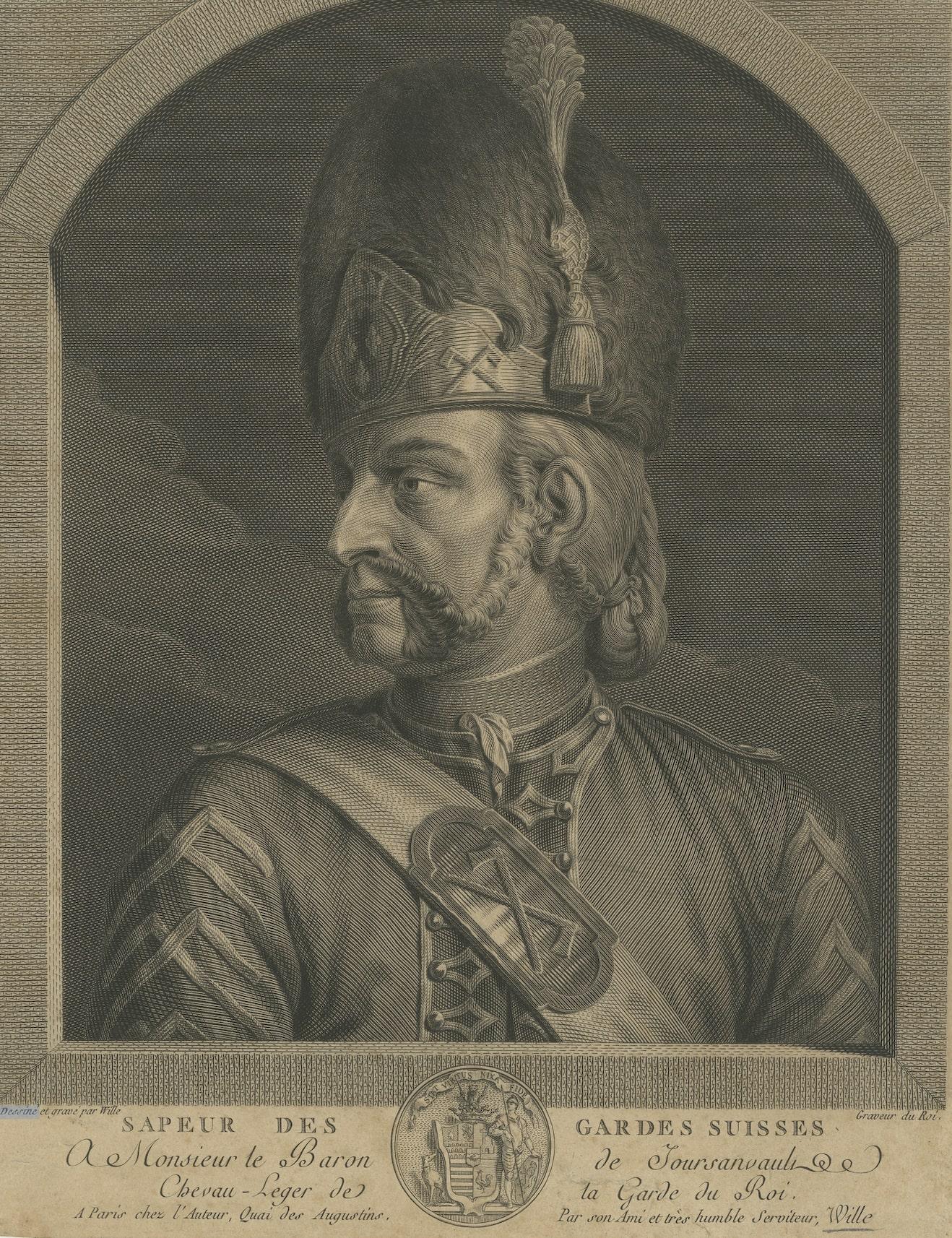Engraved Copper Engraving of a Sapper of the Swiss Guards at the Vatican, 1779 For Sale