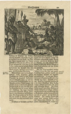 Copper Engraving of Ceremonial Life in New Spain by Montanus, 1673