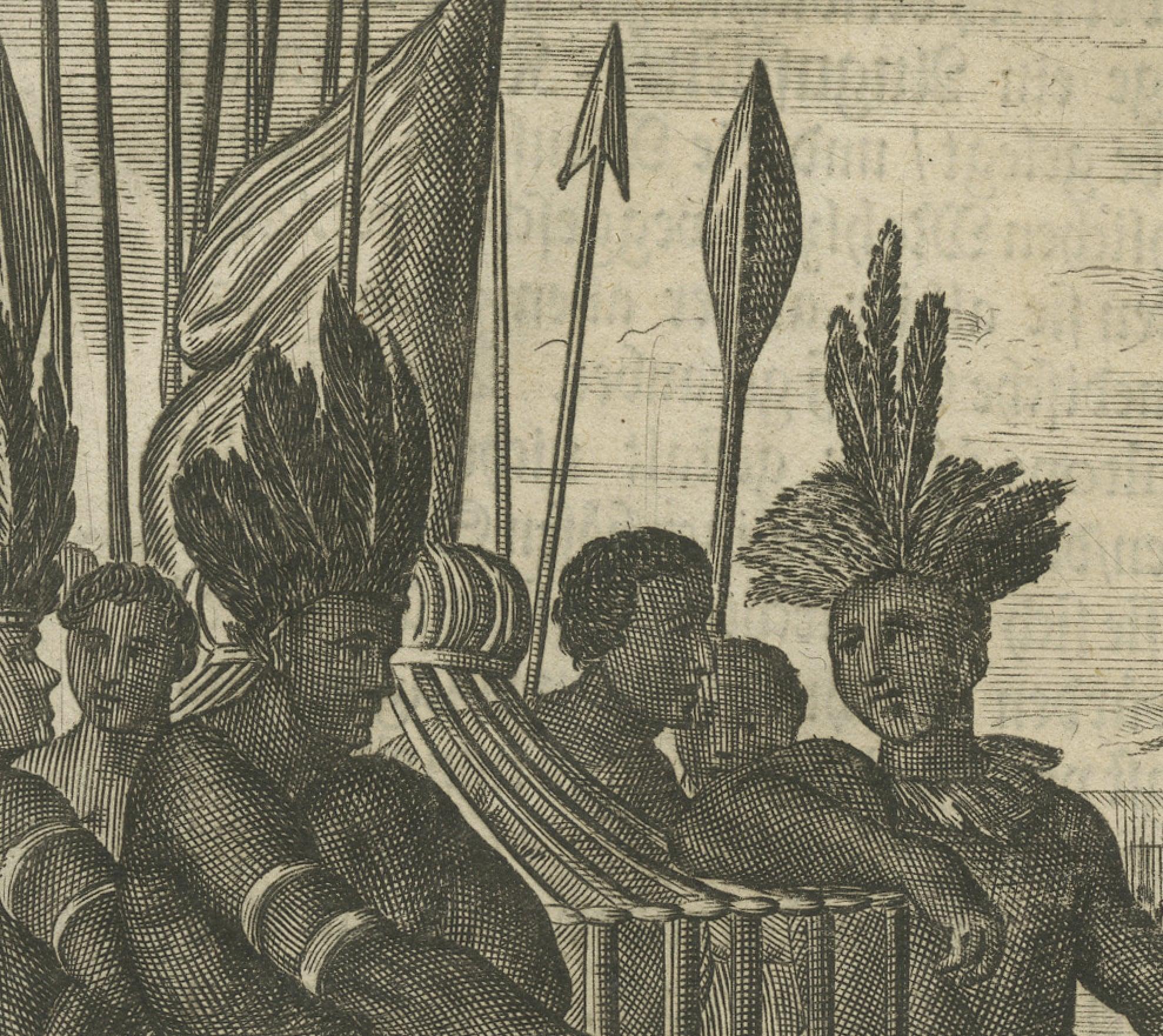 Late 17th Century Copper Engraving of Ceremonial Life in New Spain by Montanus, 1673 For Sale
