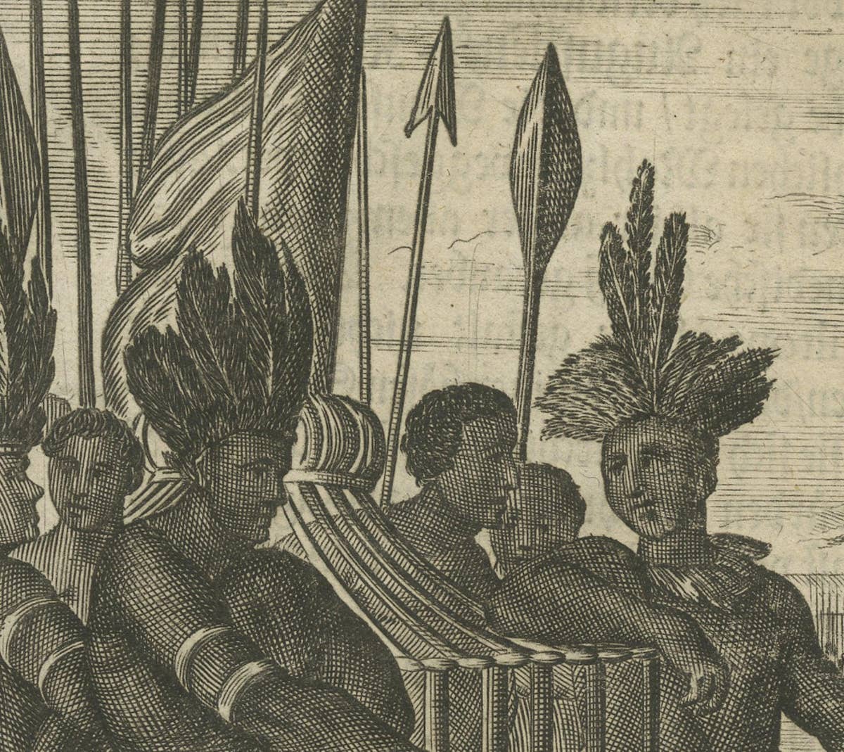 Copper Engraving of Ceremonial Life in New Spain by Montanus, 1673