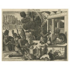 Incisione in rame della vita quotidiana nella Nuova Spagna nel XVII secolo, 1673