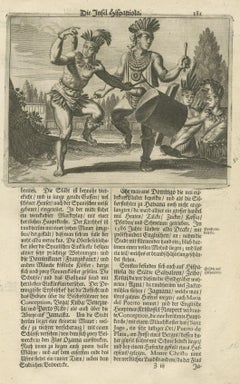 Copper Engraving of Hispaniola - Indigenous Life in America by Montanus, 1673