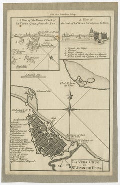 Copper Engraving of Veracruz, officially known as Heroica Veracruz, Mexico, 1760