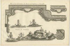 Copper Engraving Showing the Neptune Fountain of Versailles, Paris, France, 1785