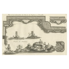 Kupferstich mit der Darstellung des Neptun-Brunnens von Versailles, Paris, Frankreich, 1785
