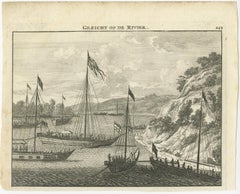 Copper Engraving with a View on the Volga River in Russia, 1714