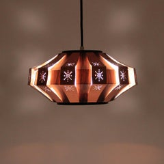 Copper and Faux Rosewood Pendant Light by Danish Coronell in the 1970s
