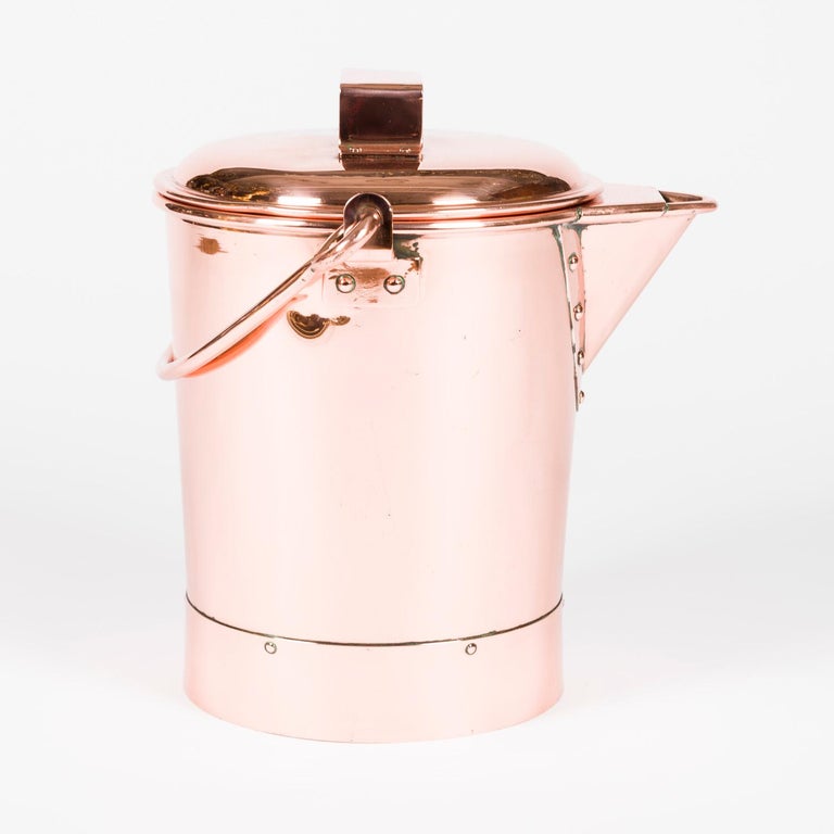 Copper fire bucket with lid and swing handle For Sale at 1stDibs