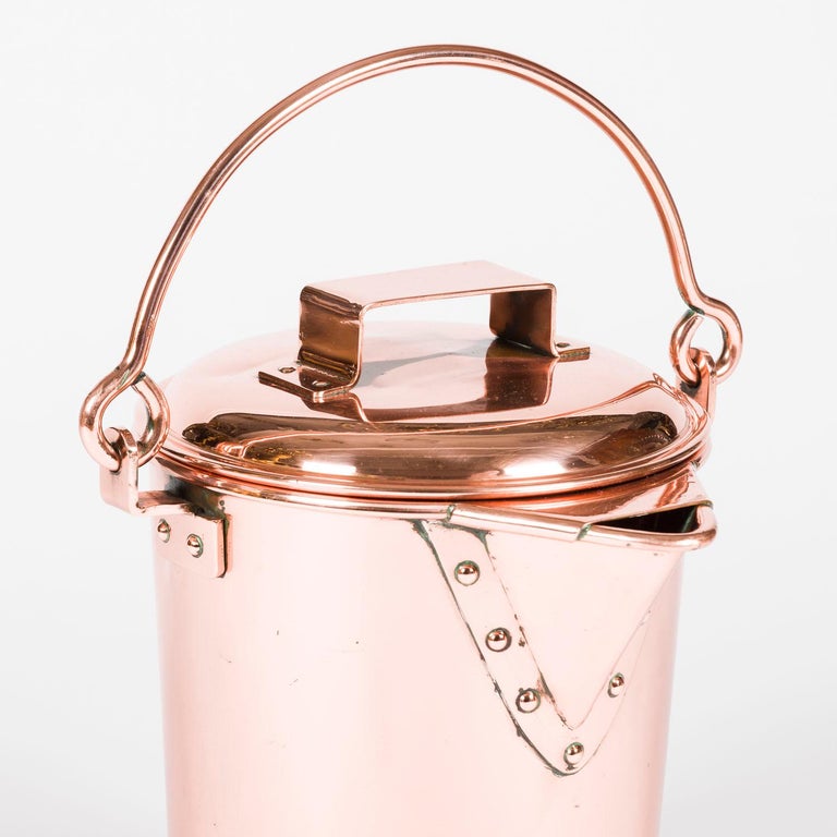 Copper fire bucket with lid and swing handle For Sale at 1stDibs