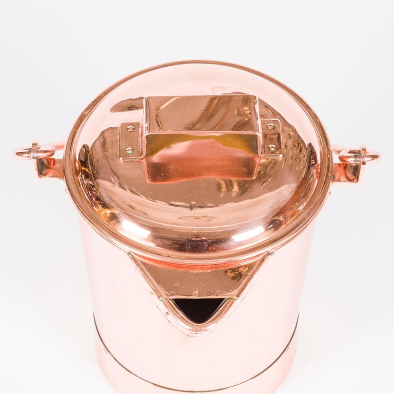 Copper fire bucket with lid and swing handle For Sale at 1stDibs