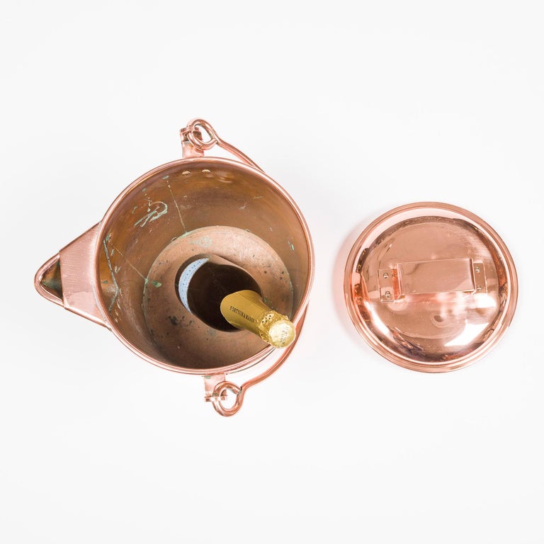 Copper fire bucket with lid and swing handle For Sale at 1stDibs