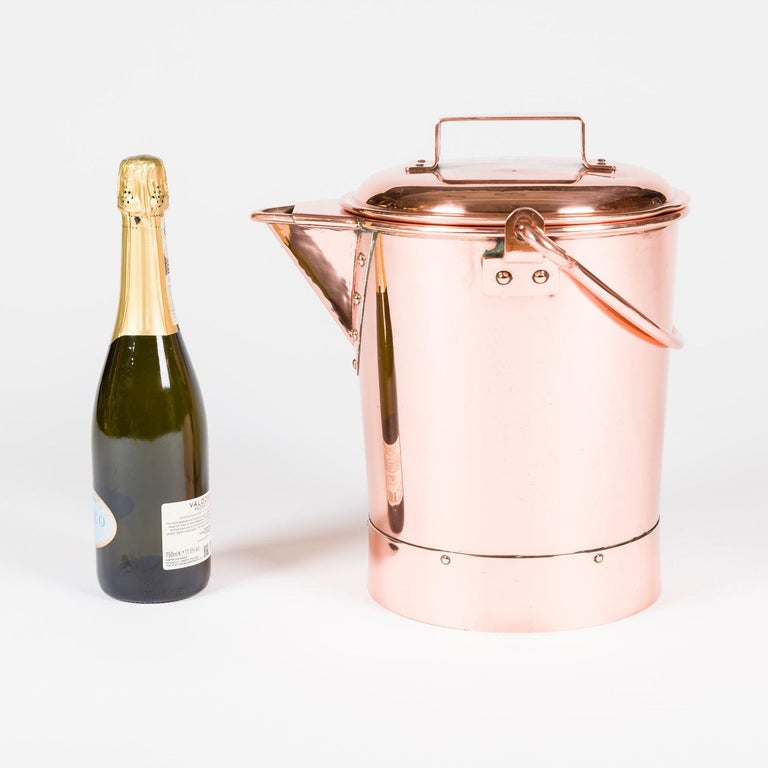 Copper fire bucket with lid and swing handle For Sale at 1stDibs