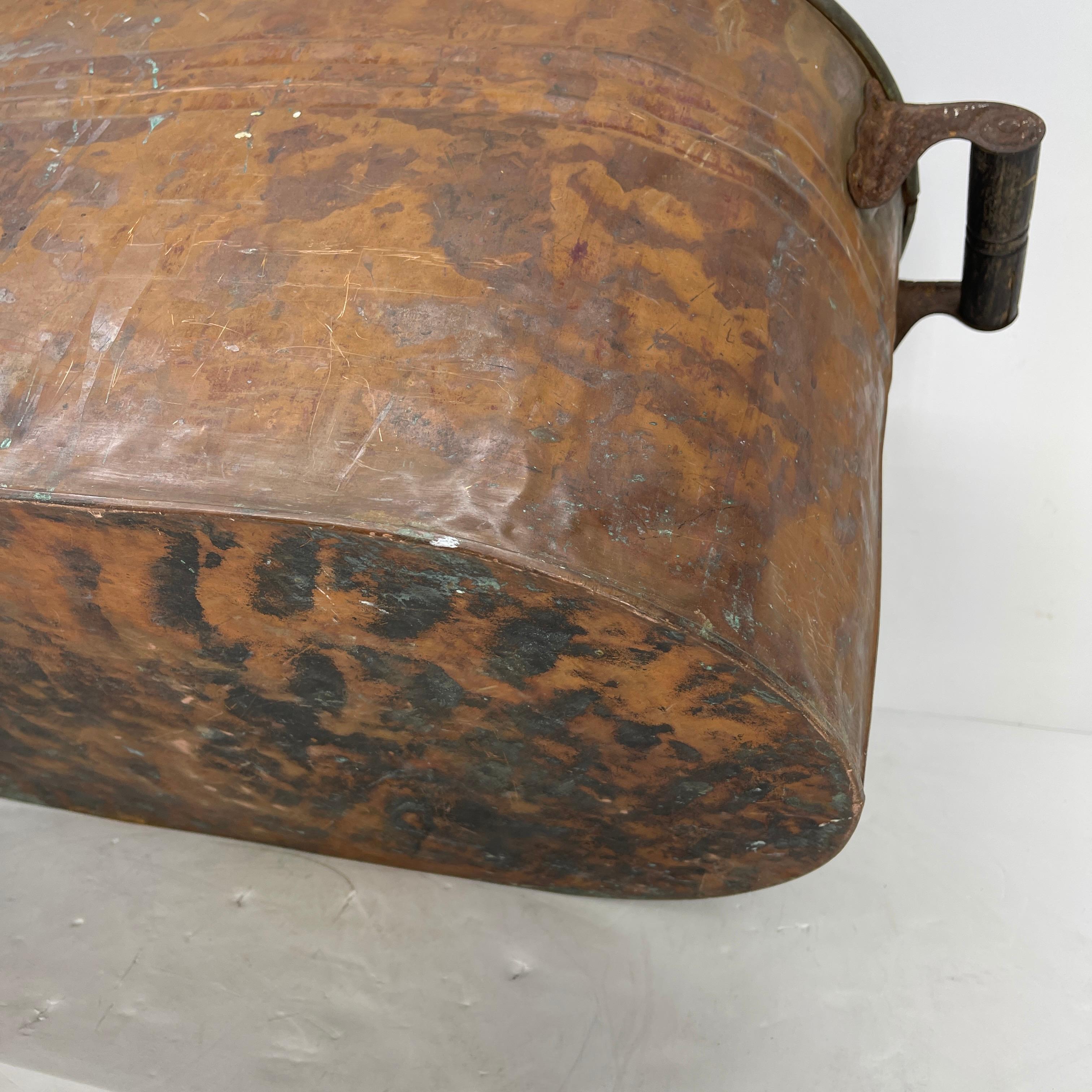 Copper Fireplace Log Bucket with Black Iron Tools, 19th Century French Napoleon 7