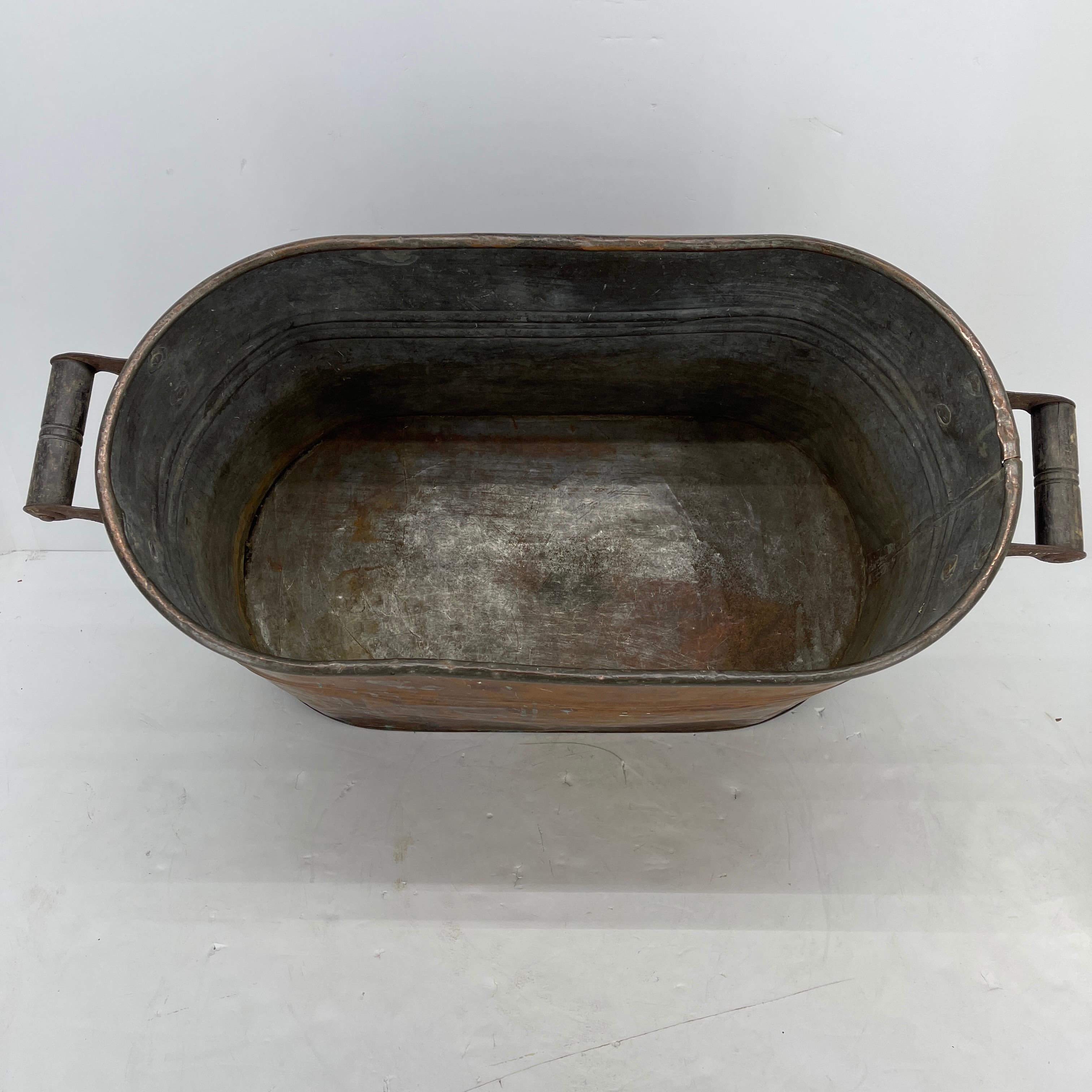 Copper Fireplace Log Bucket with Black Iron Tools, 19th Century French Napoleon 8