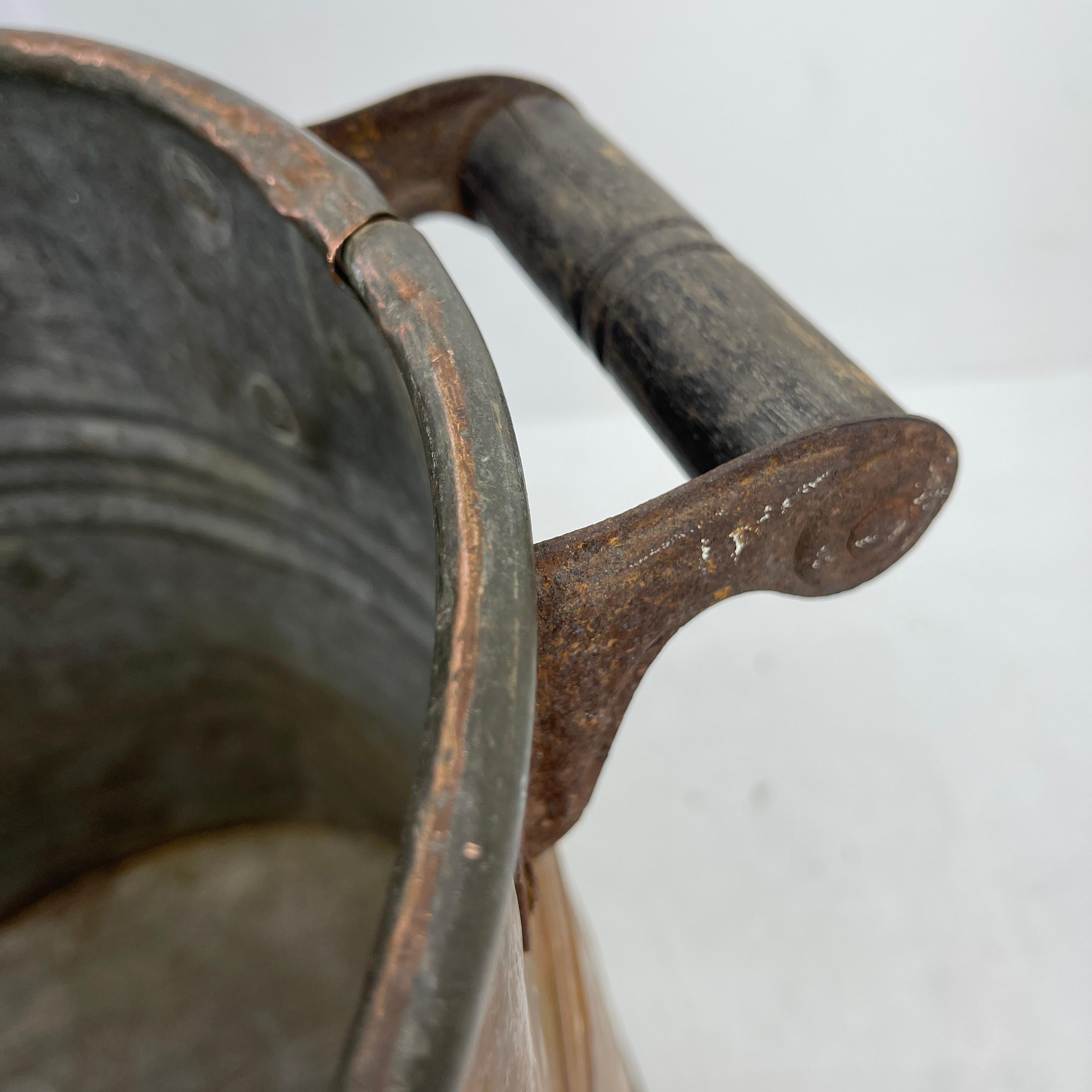 Copper Fireplace Log Bucket with Black Iron Tools, 19th Century French Napoleon 9