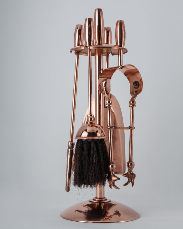 Copper Fireplace Tool Set, Circa 1910 For Sale at 1stDibs