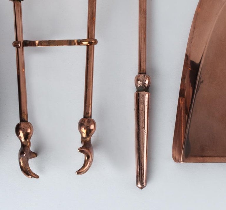 Copper Fireplace Tool Set, Circa 1910 For Sale at 1stDibs