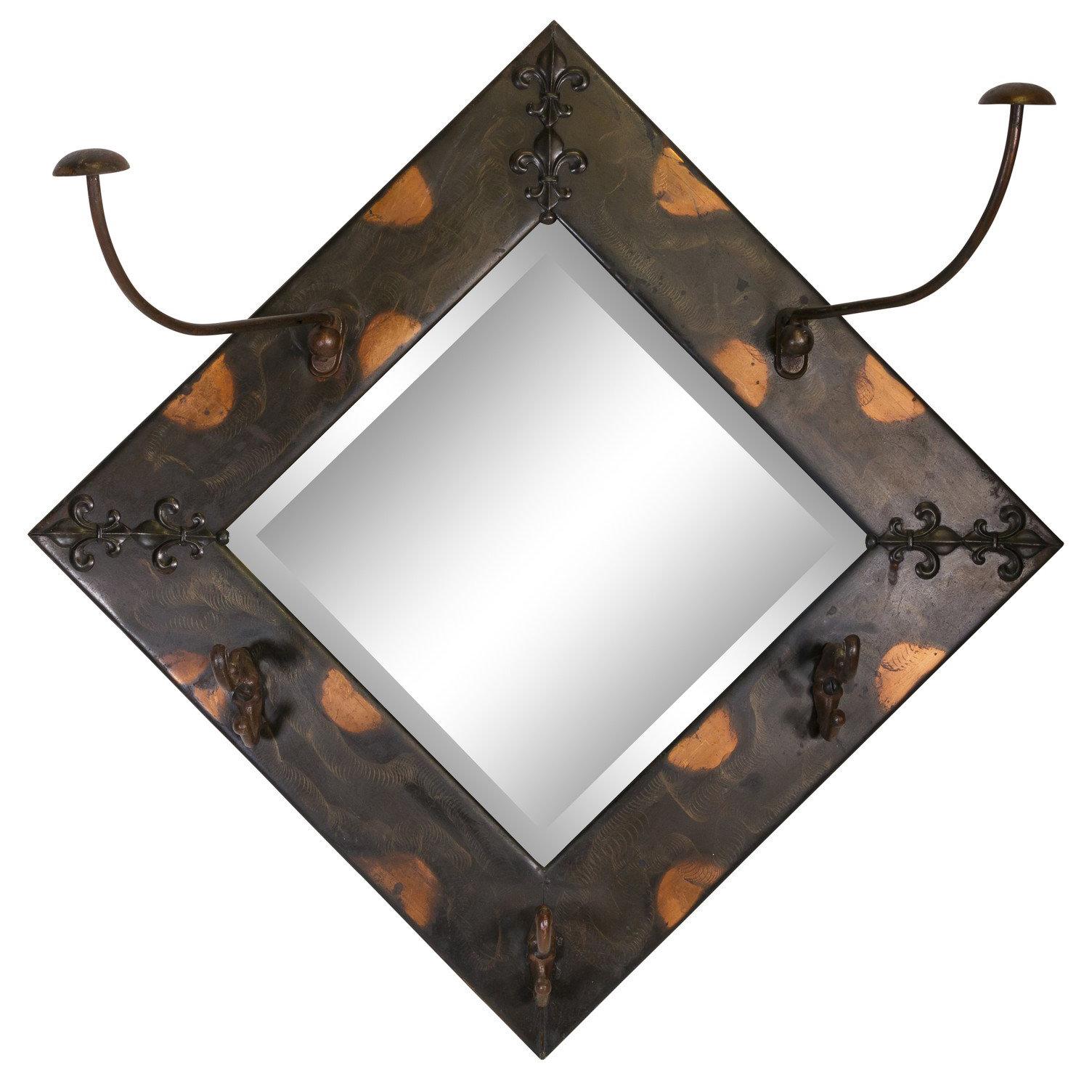 Copper Flash Mirror Hat Rack For Sale