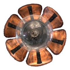 Copper Flower Metal Air Bubble Glass Koch Sohne Flush Mount Midcentury, 1960s