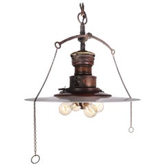 Copper Gas Lantern with Flat Milk Glass Shade