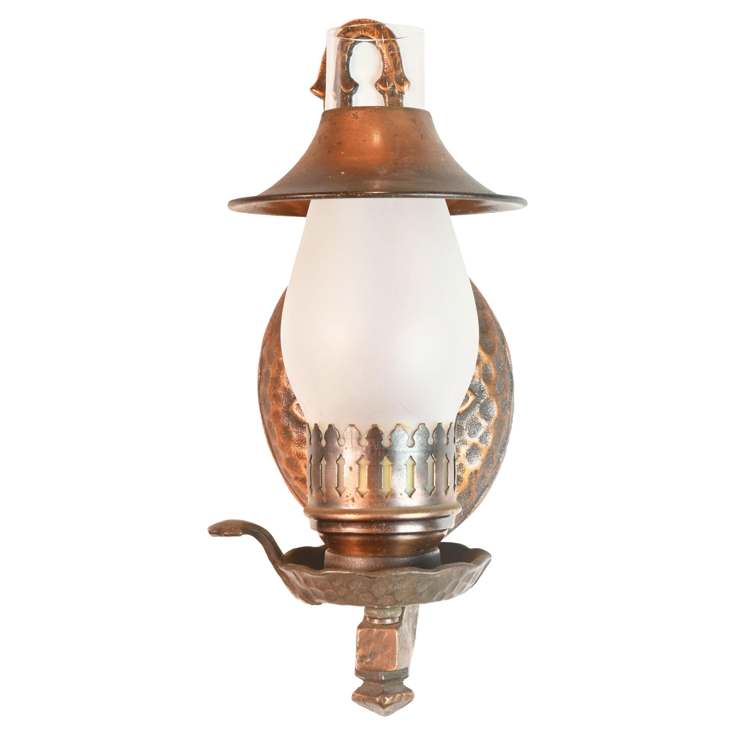 Copper Gilt Hammered Lamp Sconces