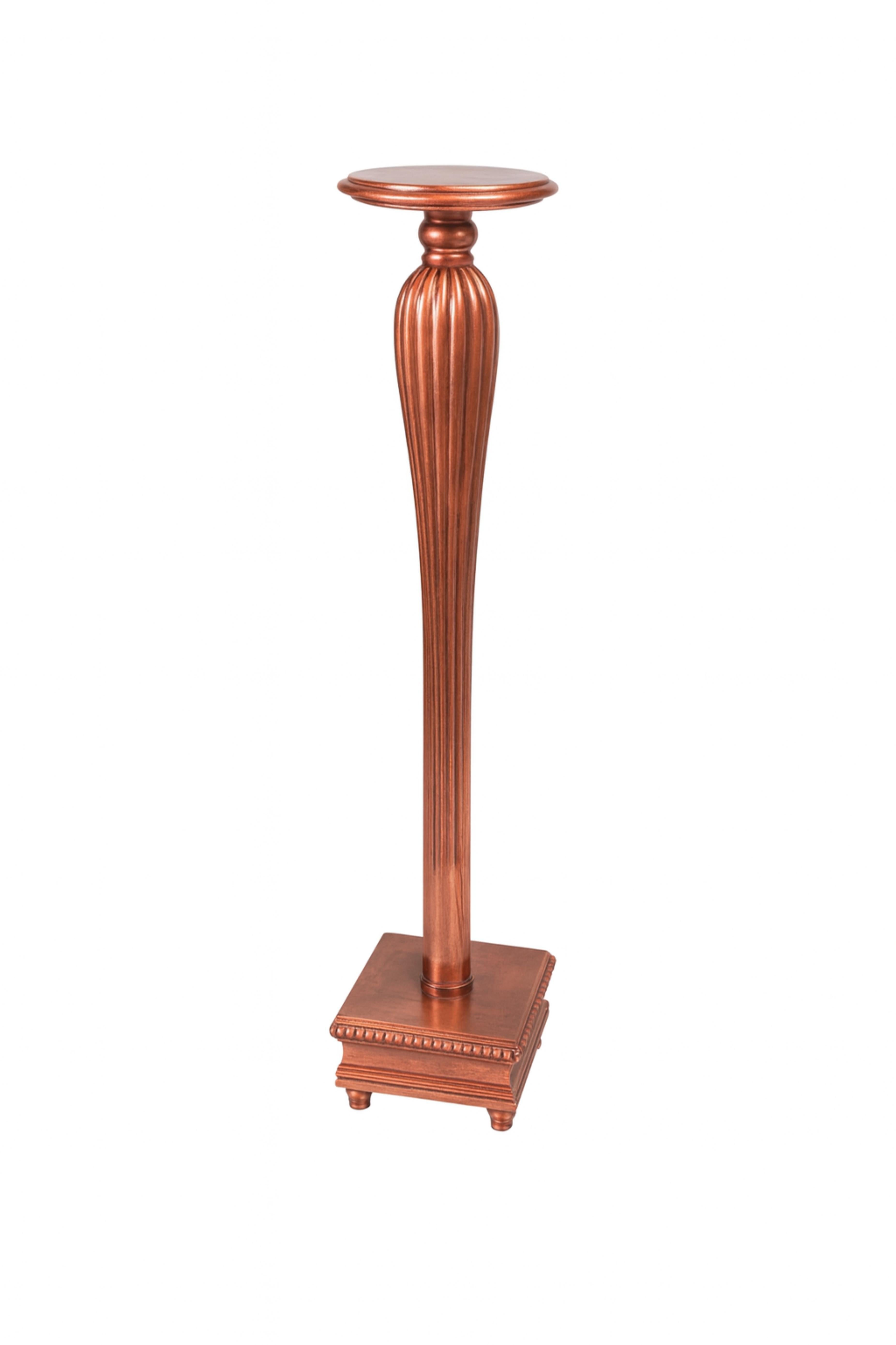 Copper Gilt Wooden Column Pedestal, 20th Century In Good Condition For Sale In Lisbon, PT